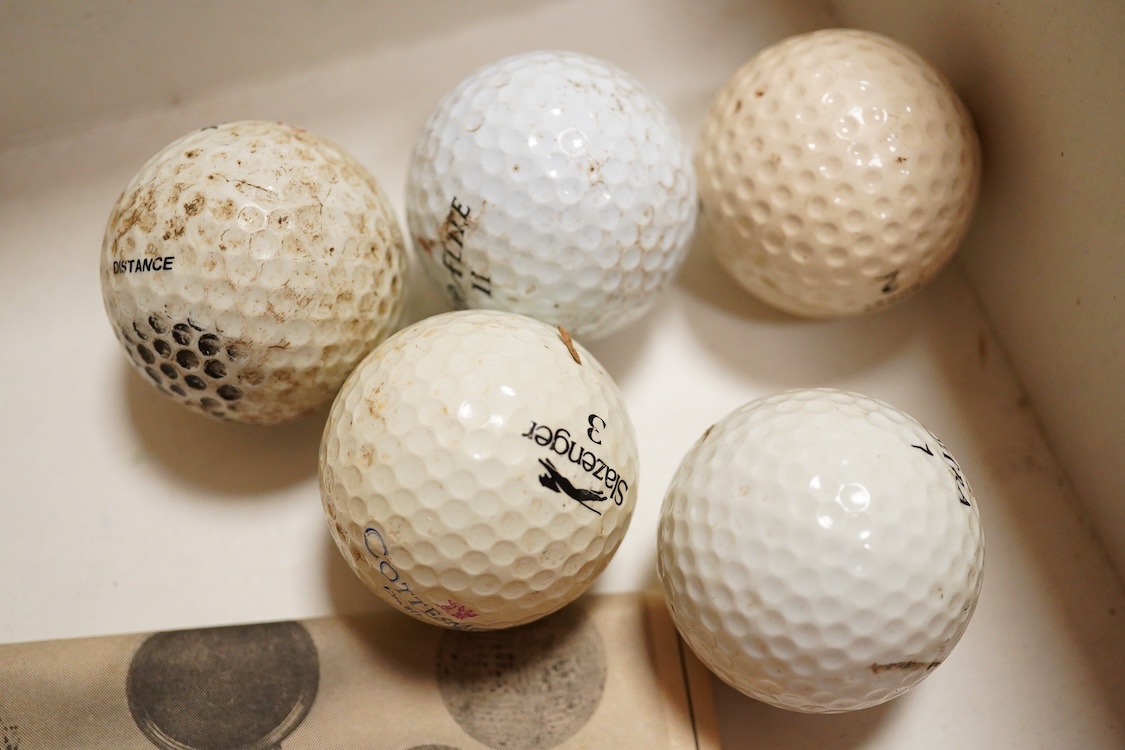 A box of vintage golf balls to include Dunlop